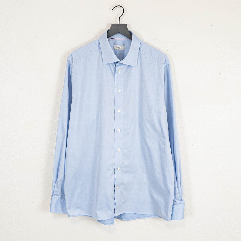 ETON Men's Contemporary Dress Shirt light blue cotton size 18 46cm